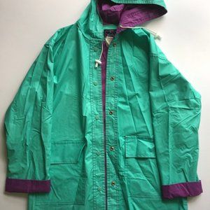 Vintage Woolrich Women's Rain Coat M Teal/Purple